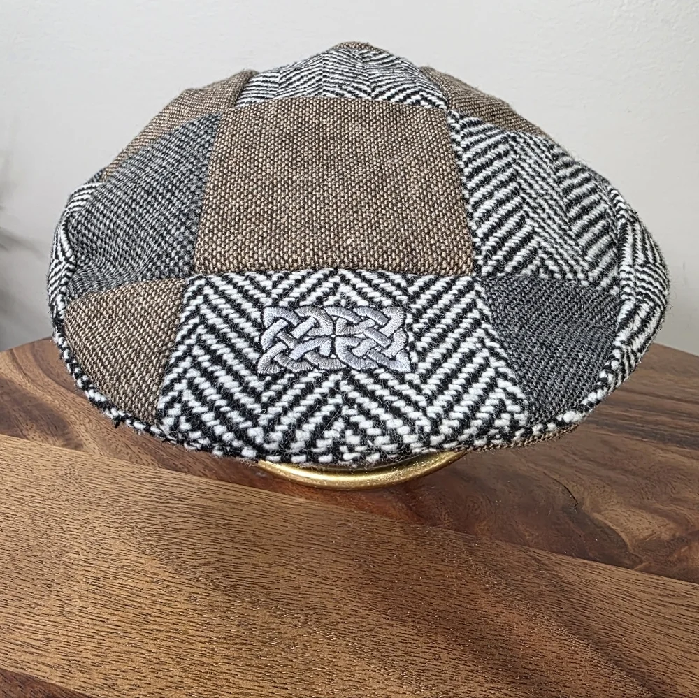 Patrick Francis Kids Irish Patchwork Tweed Flat Cap - Celtic Knot Detail